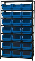 Quantum Storage - 21 Bin Large Hopper Front Bin Storage Units - 18 Inch Overall Depth x 75 Inch Overall Height, Red High Density Polyethylene Bins - Eagle Tool & Supply