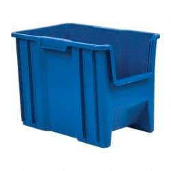 Quantum Storage - 75 Lb. Load Capacity, 17-1/2" Deep, Blue Polyethylene Hopper Stacking Bin - 12-1/2" High x 10-7/8" Wide x 17-1/2" Long - Eagle Tool & Supply