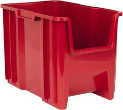 Quantum Storage - 75 Lb. Load Capacity, 17-1/2" Deep, Red Polyethylene Hopper Stacking Bin - 12-1/2" High x 10-7/8" Wide x 17-1/2" Long - Eagle Tool & Supply