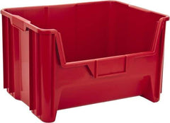 Quantum Storage - 75 Lb. Load Capacity, 15-1/4" Deep, Red Polyethylene Hopper Stacking Bin - 12-7/16" High x 19-7/8" Wide x 15-1/4" Long - Eagle Tool & Supply