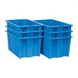 Quantum Storage - 75 Lb Load Capacity Blue Polyethylene Tote Container - Stacking, Nesting, 18" Long x 11" Wide x 9" High - Eagle Tool & Supply