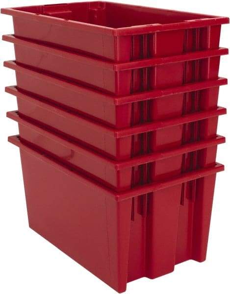 Quantum Storage - 75 Lb Load Capacity Red Polyethylene Tote Container - Stacking, Nesting, 18" Long x 11" Wide x 9" High - Eagle Tool & Supply