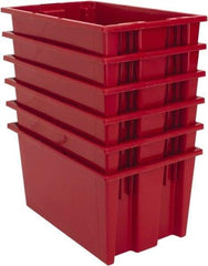 Quantum Storage - 75 Lb Load Capacity Red Polyethylene Tote Container - Stacking, Nesting, 18" Long x 11" Wide x 9" High - Eagle Tool & Supply