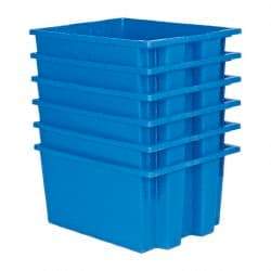 Quantum Storage - 75 Lb Load Capacity Blue Polyethylene Tote Container - Stacking, Nesting, 19-1/2" Long x 15-1/2" Wide x 10" High - Eagle Tool & Supply