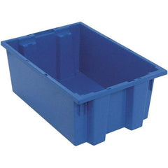 Quantum Storage - 75 Lb Load Capacity Blue Polyethylene Tote Container - Stacking, Nesting, 19-1/2" Long x 13-1/2" Wide x 8" High - Eagle Tool & Supply