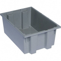 Quantum Storage - 75 Lb Load Capacity Gray Polyethylene Tote Container - Stacking, Nesting, 19-1/2" Long x 13-1/2" Wide x 8" High - Eagle Tool & Supply