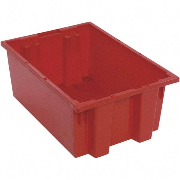 Quantum Storage - 75 Lb Load Capacity Red Polyethylene Tote Container - Stacking, Nesting, 19-1/2" Long x 13-1/2" Wide x 8" High - Eagle Tool & Supply