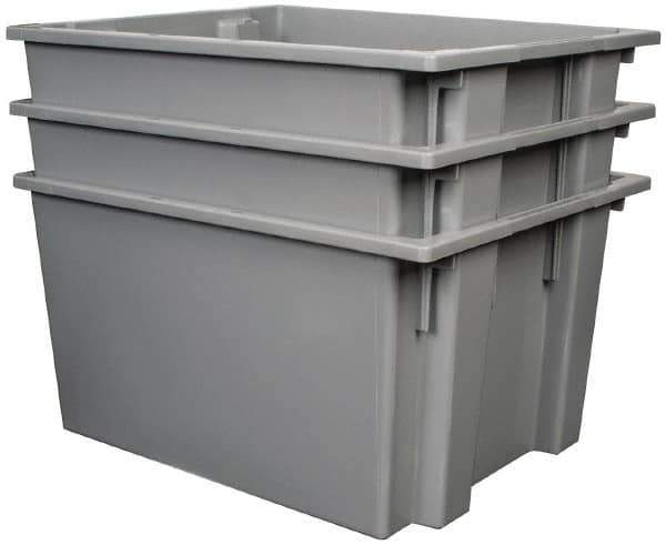 Quantum Storage - 100 Lb Load Capacity Gray Polyethylene Tote Container - Stacking, Nesting, 23-1/2" Long x 19-1/2" Wide x 13" High - Eagle Tool & Supply