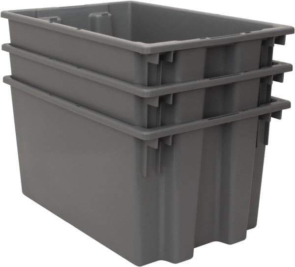 Quantum Storage - 100 Lb Load Capacity Gray Polyethylene Tote Container - Stacking, Nesting, 23-1/2" Long x 15-1/2" Wide x 12" High - Eagle Tool & Supply