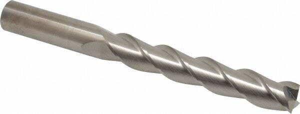 SGS - 5/8", 3-3/4" LOC, 5/8" Shank Diam, 6" OAL, 3 Flute, Solid Carbide Square End Mill - Single End, Uncoated, Spiral Flute, 38° Helix, Right Hand Cut, Right Hand Flute, Series 43 - Eagle Tool & Supply