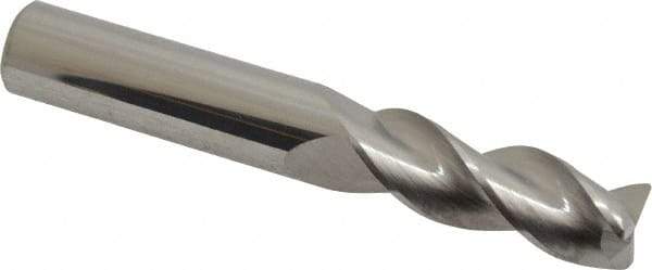 SGS - 3/8", 3 Flute, Single End, Solid Carbide, 0.03" Corner Radius End Mill - 2-1/2" OAL, 38° Helix, Right Hand Flute, 1" LOC, Right Hand Cut - Eagle Tool & Supply