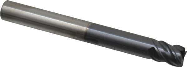 SGS - 1/2", 4 Flute, Single End, Solid Carbide, 0.04" Corner Radius End Mill - 4-1/2" OAL, Right Hand Flute, 5/8" LOC, Right Hand Cut, 2-1/4" Extended Reach - Eagle Tool & Supply