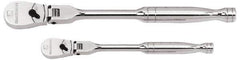 GearWrench - 1/4" & 3/8" Drive Pear Head Ratchet Set - Chrome Finish, 17-3/4" OAL, 60 Gear Teeth, Full Polished Handle, Flex Head - Eagle Tool & Supply