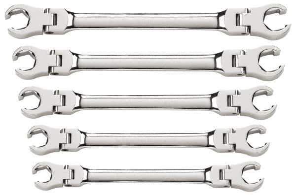 GearWrench - 5 Piece, 1/4" x 5/16" to 3/4" x 7/8", 6 Point Flare Nut Wrench Set - Inch Measurement Standard, Full Polish Finish - Eagle Tool & Supply