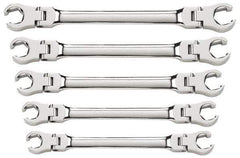 GearWrench - 5 Piece, 1/4" x 5/16" to 3/4" x 7/8", 6 Point Flare Nut Wrench Set - Inch Measurement Standard, Full Polish Finish - Eagle Tool & Supply