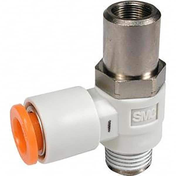 SMC PNEUMATICS - Speed & Flow Control Valves Valve Type: Flow Control Elbow Male Thread Size: 1/8 NPT - Eagle Tool & Supply