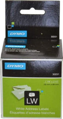 Dymo - 3-1/2" Long, White Die Cut Paper with Semi Perm. Adhesive Shipping Label - For DYMO LabelWriter Printers - Eagle Tool & Supply