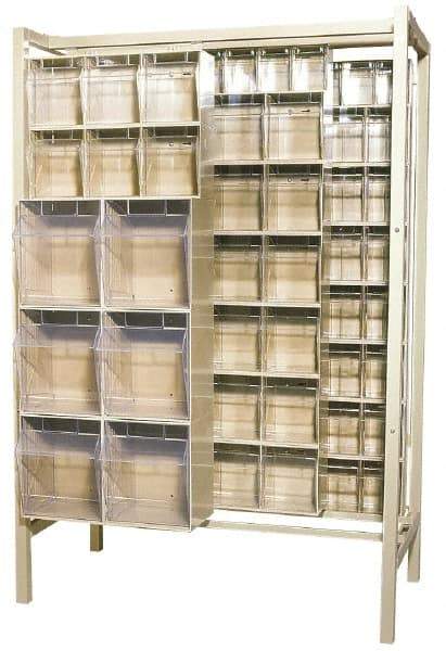 Quantum Storage - 3,000 Lb Capacity, 26" Deep x 48" Wide x 67" High, Steel Pick Rack - 28 White Polystyrene Bins - Eagle Tool & Supply