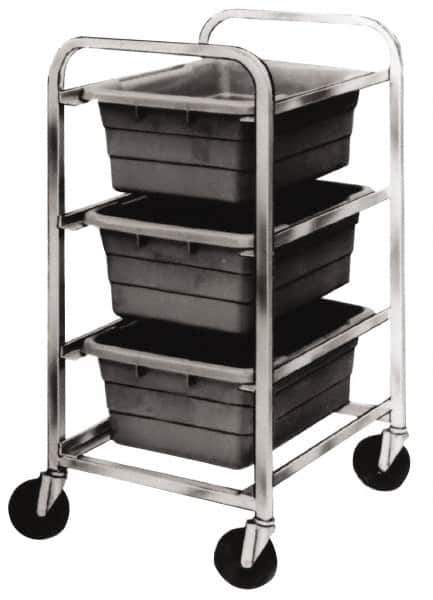 Quantum Storage - 3 Bin Cross Stack Tub Rack - 19 Inch Overall Width x 27 Inch Overall Depth x 41 Inch Overall Height, White High Impact Polyethylene Bins - Eagle Tool & Supply