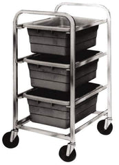 Quantum Storage - 3 Bin Cross Stack Tub Rack - 19 Inch Overall Width x 27 Inch Overall Depth x 41 Inch Overall Height, Gray High Impact Polyethylene Bins - Eagle Tool & Supply