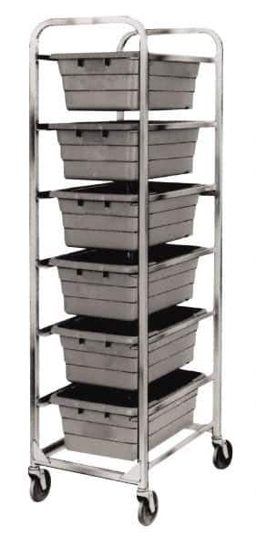 Quantum Storage - 6 Bin Cross Stack Tub Rack - 19 Inch Overall Width x 27 Inch Overall Depth x 71 Inch Overall Height, Gray High Impact Polyethylene Bins - Eagle Tool & Supply