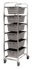 Quantum Storage - 6 Bin Cross Stack Tub Rack - 19 Inch Overall Width x 27 Inch Overall Depth x 71 Inch Overall Height, Blue High Impact Polyethylene Bins - Eagle Tool & Supply