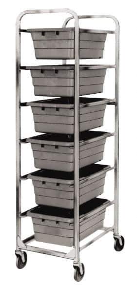 Quantum Storage - 6 Bin Cross Stack Tub Rack - 19 Inch Overall Width x 27 Inch Overall Depth x 71 Inch Overall Height, White High Impact Polyethylene Bins - Eagle Tool & Supply