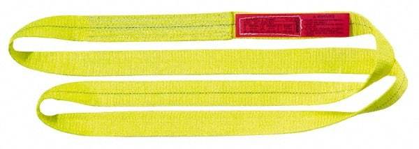 Lift-All - 14' Long x 1" Wide, 6,200 Lb Vertical Capacity, 2 Ply, Polyester Web Sling - 4,900 Lb Choker Capacity, Yellow - Eagle Tool & Supply