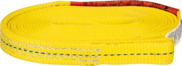 Lift-All - 10' Long x 1" Wide, 3,200 Lb Vertical Capacity, 1 Ply, Polyester Web Sling - 2,500 Lb Choker Capacity, Yellow - Eagle Tool & Supply