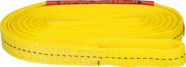 Lift-All - 12' Long x 1" Wide, 3,200 Lb Vertical Capacity, 1 Ply, Polyester Web Sling - 2,500 Lb Choker Capacity, Yellow - Eagle Tool & Supply