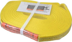 Lift-All - 20' Long x 1" Wide, 3,200 Lb Vertical Capacity, 1 Ply, Polyester Web Sling - 2,500 Lb Choker Capacity, Yellow - Eagle Tool & Supply