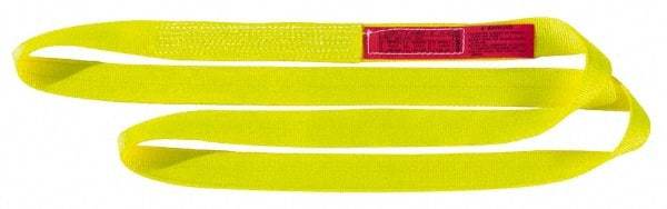 Lift-All - 14' Long x 2" Wide, 12,200 Lb Vertical Capacity, 2 Ply, Nylon Web Sling - 9,800 Lb Choker Capacity, Yellow - Eagle Tool & Supply
