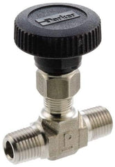 Parker - 5,000 Max psi, 3/8" Pipe, 316 Grade Stainless Steel, Inline Instrumentation Needle Valve - MNPT x MNPT End Connections - Eagle Tool & Supply