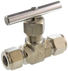 Parker - 5,000 Max psi, 1/2" Pipe, 316 Grade Stainless Steel, Inline Instrumentation Needle Valve - Eagle Tool & Supply
