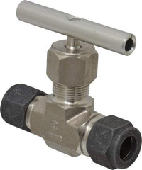 Parker - 5,000 Max psi, 1/2" Pipe, 316 Grade Stainless Steel, Inline Instrumentation Needle Valve - Compression x Compression CPI End Connections - Eagle Tool & Supply