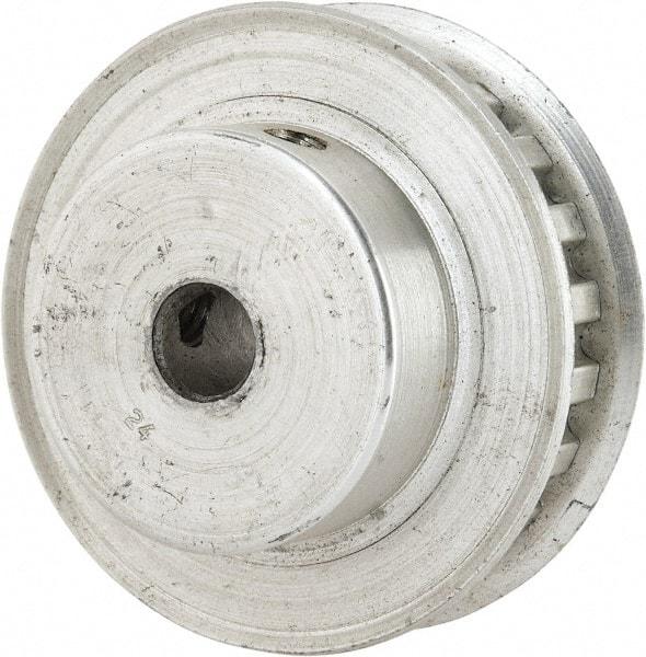 Power Drive - 22 Tooth, 1/4" Inside x 1.381" Outside Diam, Hub & Flange Timing Belt Pulley - 1/4" Belt Width, 1.401" Pitch Diam, 0.438" Face Width, Aluminum - Eagle Tool & Supply