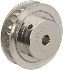 Power Drive - 24 Tooth, 1/4" Inside x 1.508" Outside Diam, Hub & Flange Timing Belt Pulley - 1/4" Belt Width, 1.528" Pitch Diam, 0.438" Face Width, Aluminum - Eagle Tool & Supply