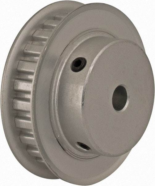 Power Drive - 26 Tooth, 1/4" Inside x 1.635" Outside Diam, Hub & Flange Timing Belt Pulley - 1/4" Belt Width, 1.665" Pitch Diam, 0.438" Face Width, Aluminum - Eagle Tool & Supply