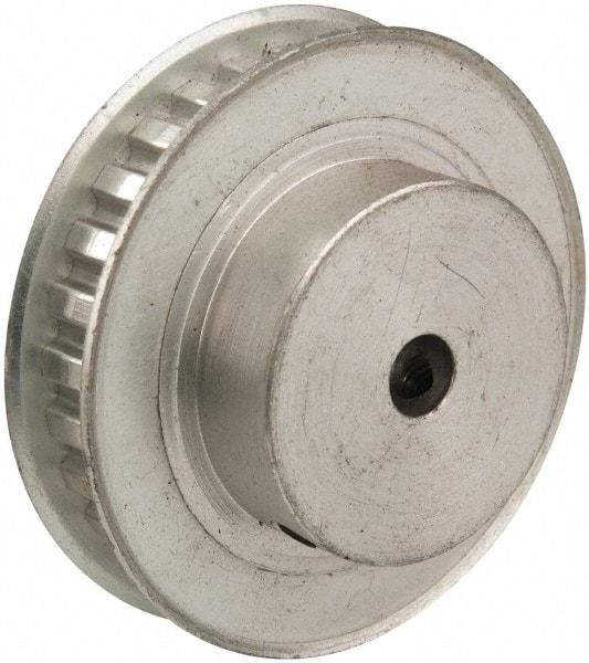Power Drive - 28 Tooth, 1/4" Inside x 1.763" Outside Diam, Hub & Flange Timing Belt Pulley - 1/4" Belt Width, 1.783" Pitch Diam, 0.438" Face Width, Aluminum - Eagle Tool & Supply