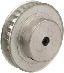 Power Drive - 28 Tooth, 1/4" Inside x 1.763" Outside Diam, Hub & Flange Timing Belt Pulley - 1/4" Belt Width, 1.783" Pitch Diam, 0.438" Face Width, Aluminum - Eagle Tool & Supply