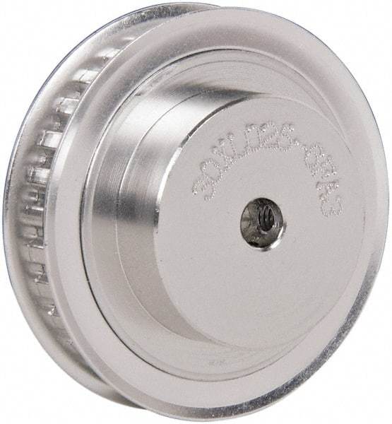 Power Drive - 30 Tooth, 1/4" Inside x 1.89" Outside Diam, Hub & Flange Timing Belt Pulley - 1/4" Belt Width, 1.91" Pitch Diam, 0.438" Face Width, Aluminum - Eagle Tool & Supply
