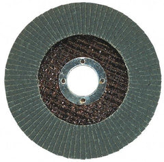 Garryson - 40 Grit, 4-1/2" Disc Diam, 7/8" Center Hole, Type 29 Zirconia Alumina Flap Disc - 13,300 Max RPM, Fiberglass Backing, Arbor Attaching System, Coated - Eagle Tool & Supply