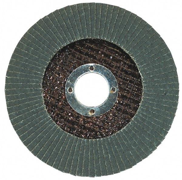 Garryson - 36 Grit, 5" Disc Diam, 7/8" Center Hole, Type 29 Zirconia Alumina Flap Disc - 12,000 Max RPM, Fiberglass Backing, Arbor Attaching System, Coated - Eagle Tool & Supply