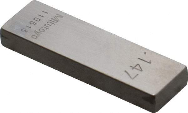 Mitutoyo - 0.147" Rectangular Steel Gage Block - Accuracy Grade 0, Includes Certificate of Inspection - Eagle Tool & Supply