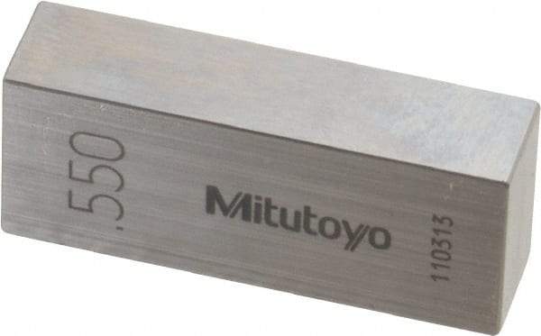 Mitutoyo - 0.55" Rectangular Steel Gage Block - Accuracy Grade 0, Includes Certificate of Inspection - Eagle Tool & Supply