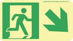 NMC - Down Right Arrow, Right Side Stick Figure in Doorway (Graphic), Polyester Exit Sign - 8" Wide x 4-1/2" High, Glow-in-the-Dark - Eagle Tool & Supply