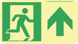 NMC - Forward Arrow, Right Side Stick Figure in Doorway (Graphic), Polyester Exit Sign - 8" Wide x 4-1/2" High, Glow-in-the-Dark - Eagle Tool & Supply