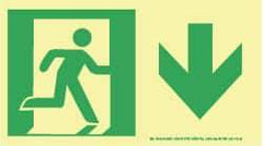 NMC - Down Arrow, Right Side Stick Figure in Doorway (Graphic), Plastic Exit Sign - 8" Wide x 4-1/2" High, Glow-in-the-Dark - Eagle Tool & Supply