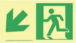 NMC - Down Left Arrow, Left Side Stick Figure in Doorway (Graphic), Plastic Exit Sign - 8" Wide x 4-1/2" High, Glow-in-the-Dark - Eagle Tool & Supply
