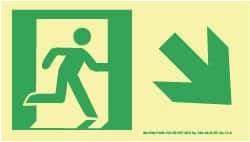 NMC - Down Right Arrow, Right Side Stick Figure in Doorway (Graphic), Plastic Exit Sign - 8" Wide x 4-1/2" High, Glow-in-the-Dark - Eagle Tool & Supply